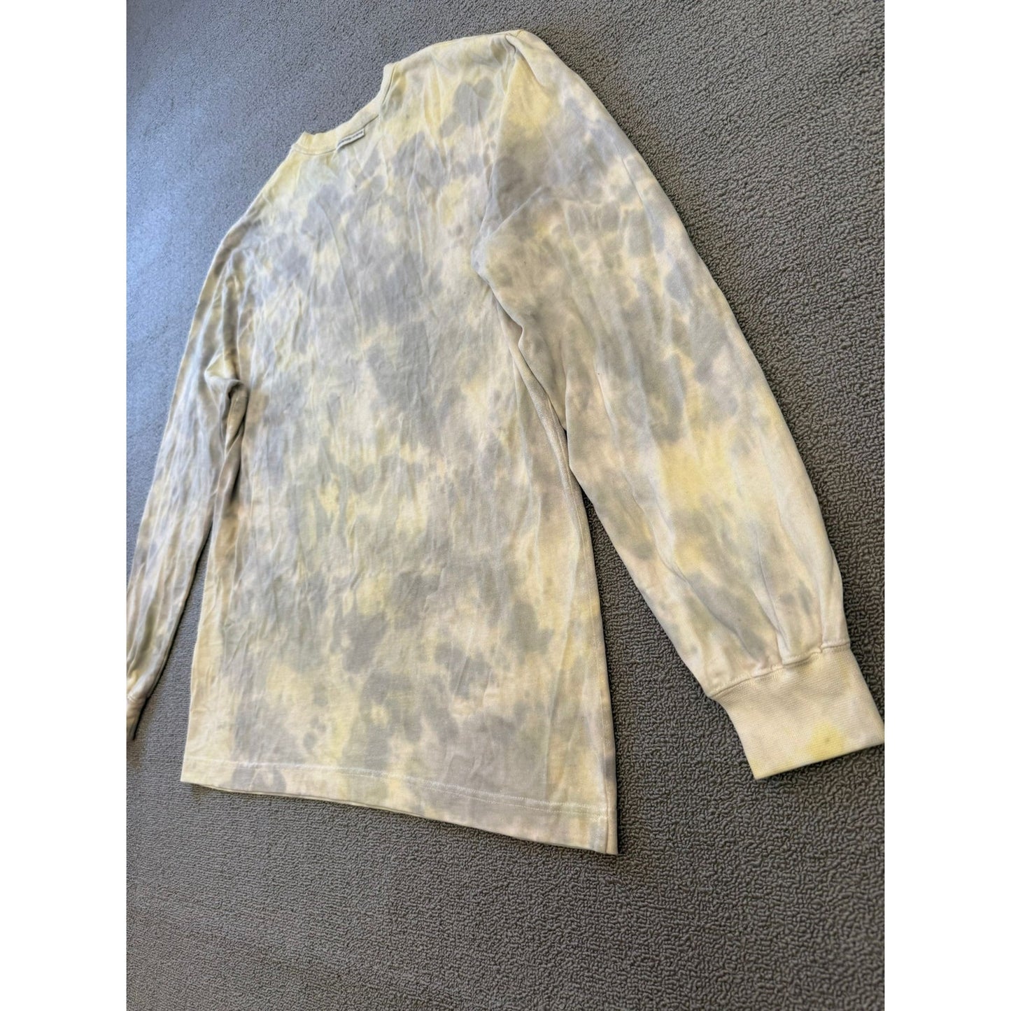 Alexander Wang Sample Mens Grey Cream Tie Dye Long Sleeve Shirt