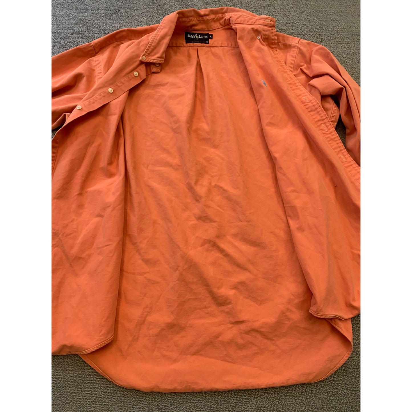RALPH LAUREN Men's Large Orange Solid Button-Down Shirt