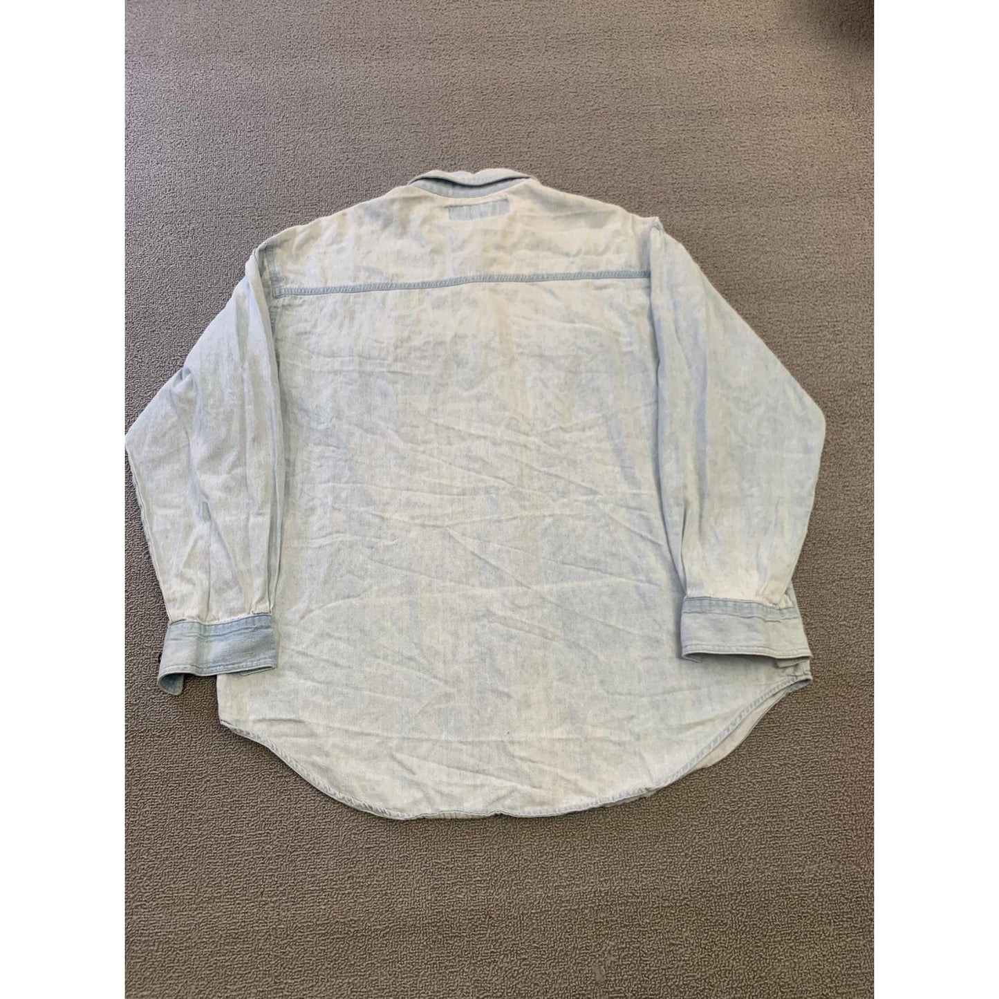 PCC Men's Vintage Denim Shirt Light Wash Button Down Long Sleeve