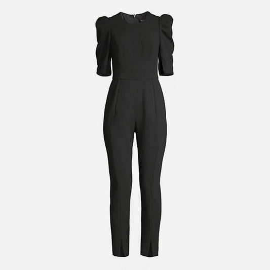 Black Halo Women's Size 4 Black Puff Sleeve Tailored Jumpsuit Dressy Formal