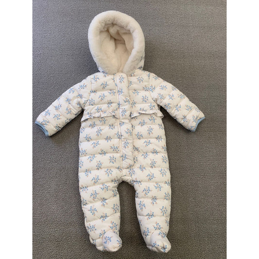 Nicole Miller Baby 3/6M White Floral Ruffle Baby Snowsuit Bunting