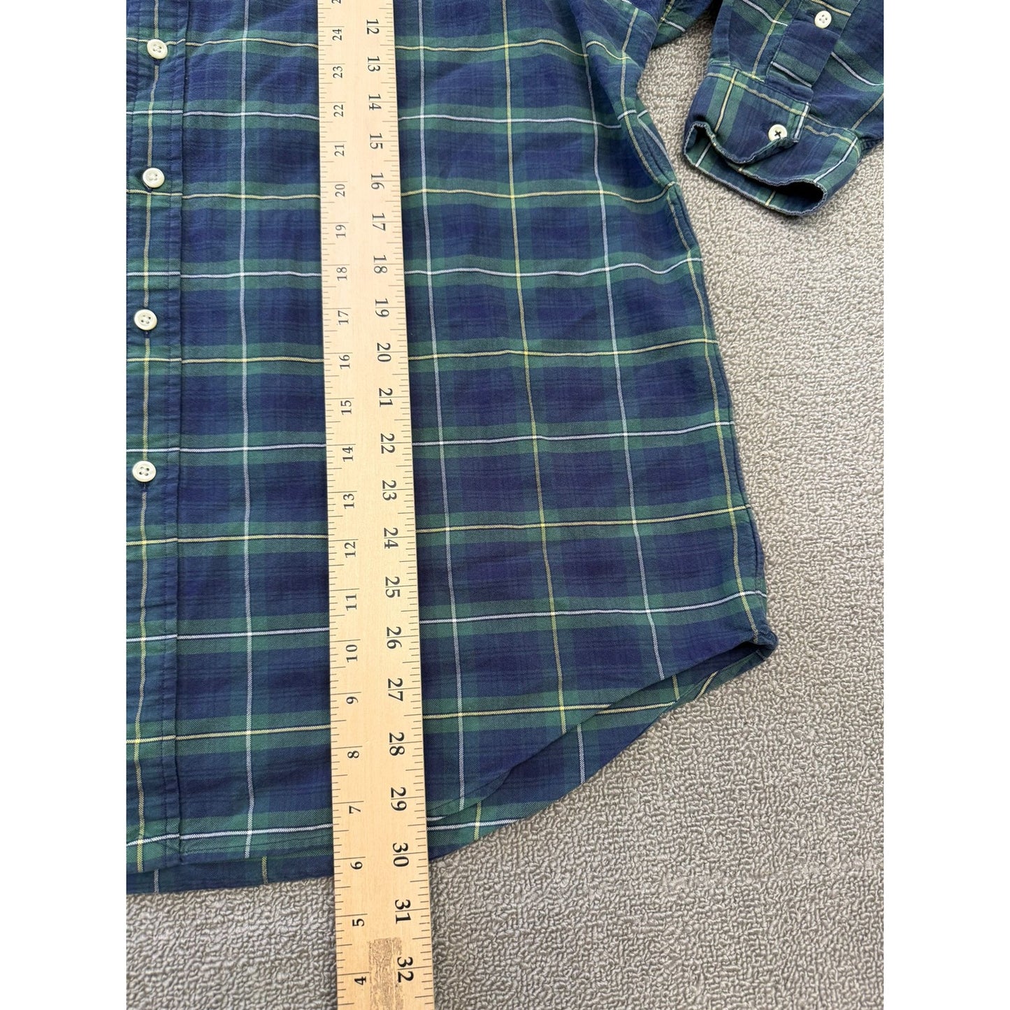 Ralph Lauren Men's XL Green Blue Plaid Long Sleeve Button Shirt