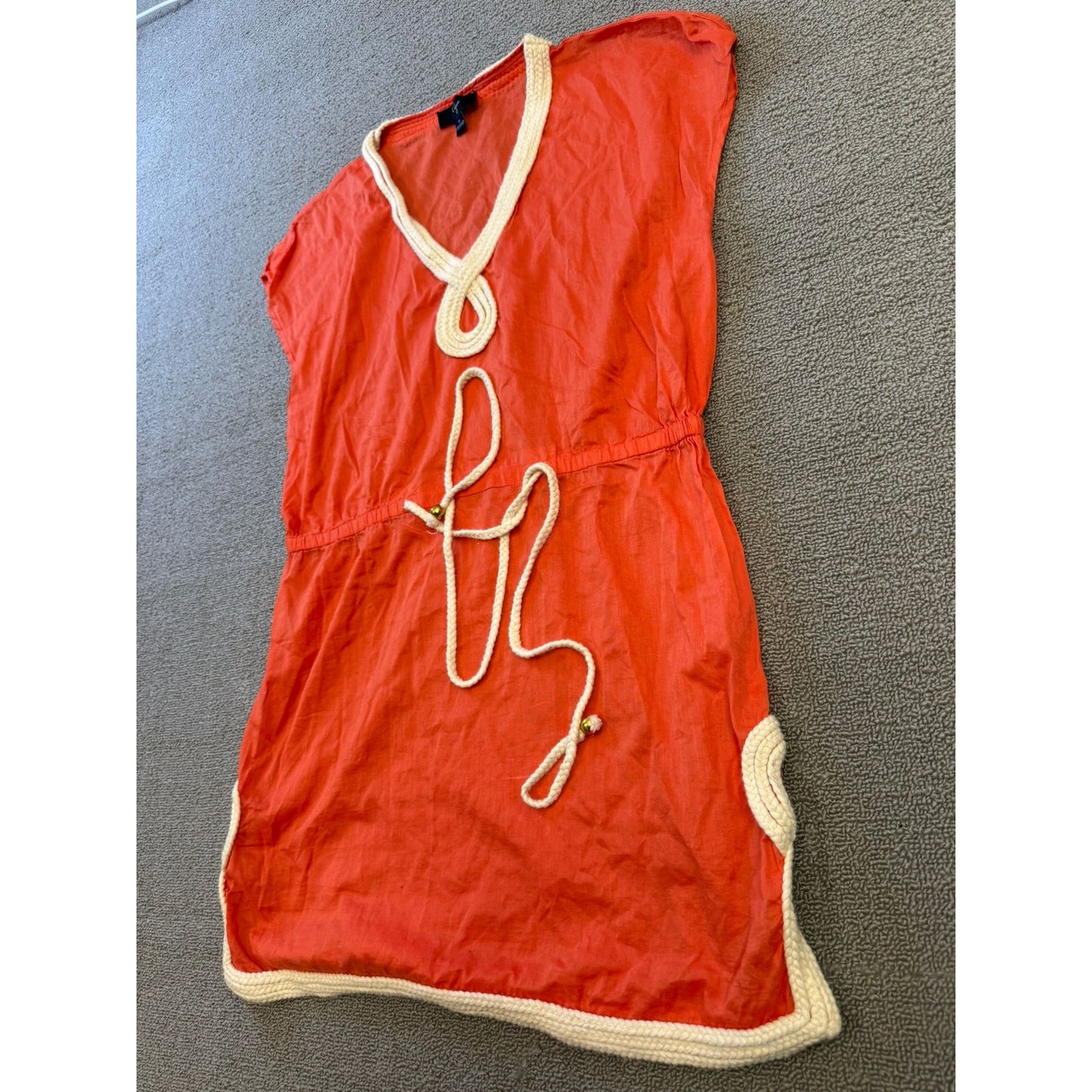 Aqua Woman Medium Orange Tunic Dress Crochet Trim