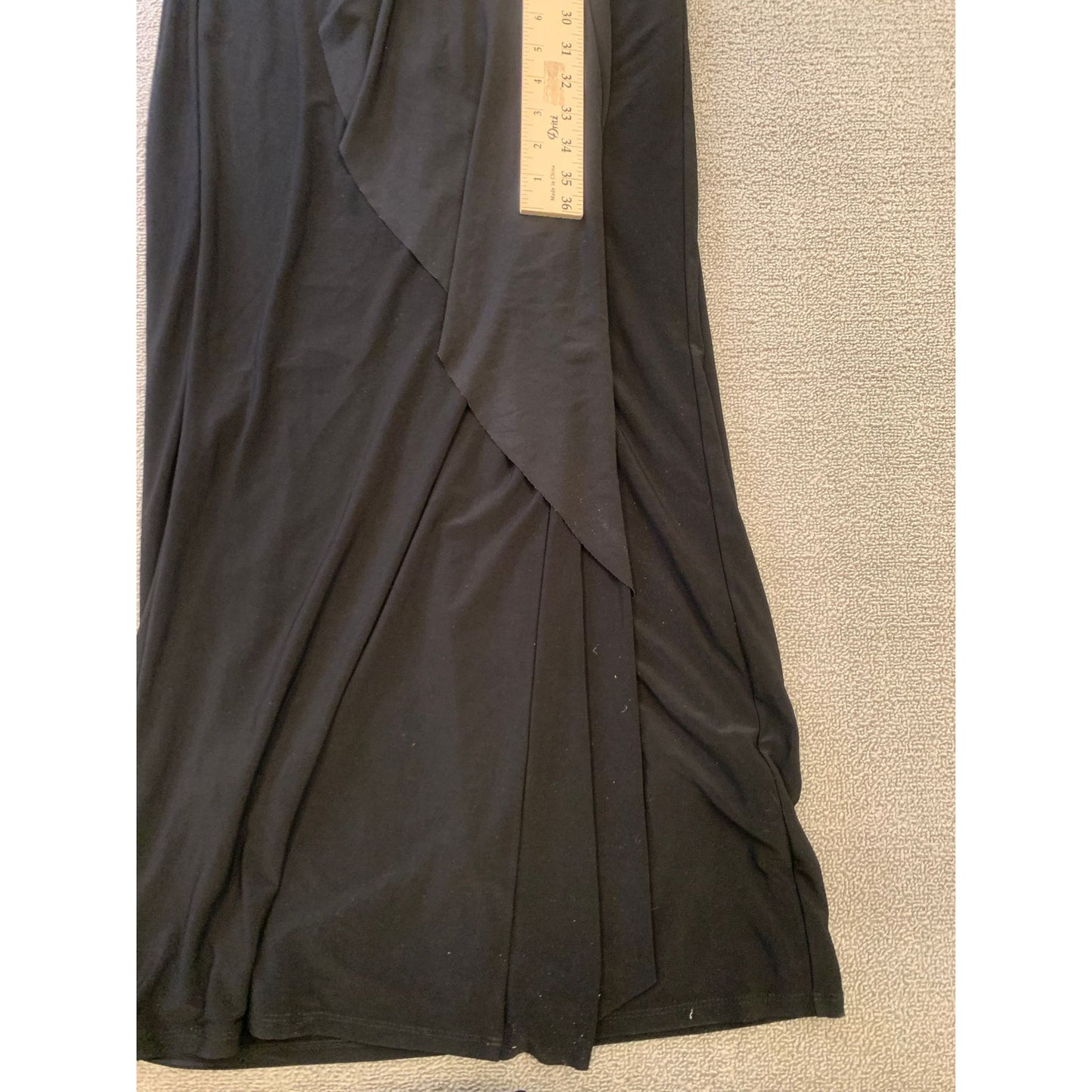 Lauren by Ralph Lauren Evening Dress Size 10 Womens Solid Black Crystal Brooch