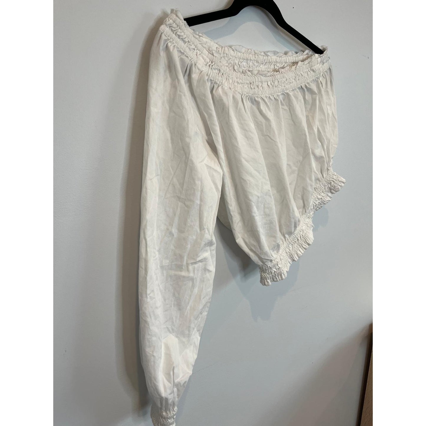Free People Off Shoulder Blouse Women SP White Long Sleeve Boho Crop Top