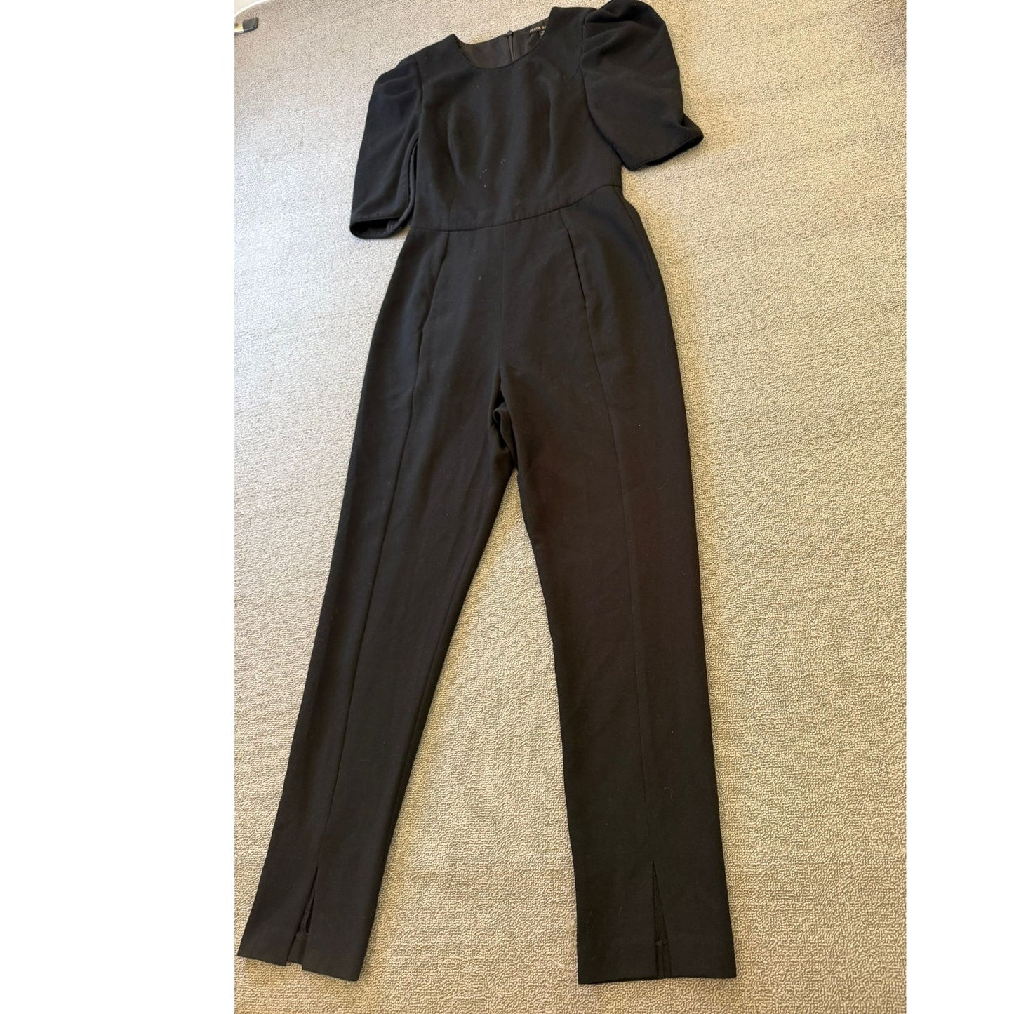 Black Halo Women's Size 4 Black Puff Sleeve Tailored Jumpsuit Dressy Formal