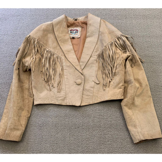 Vintage ADLER Women's Medium Suede Fringe Cropped Jacket