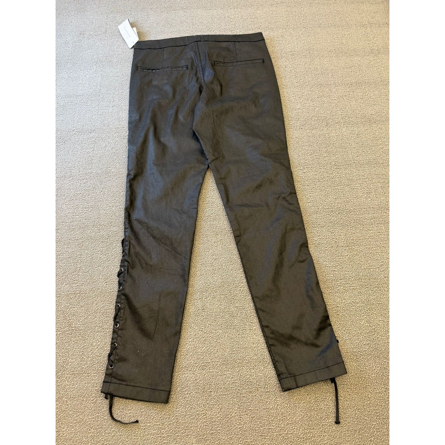 French Connection Women's Size 8 Black Coated Lace Up Pants