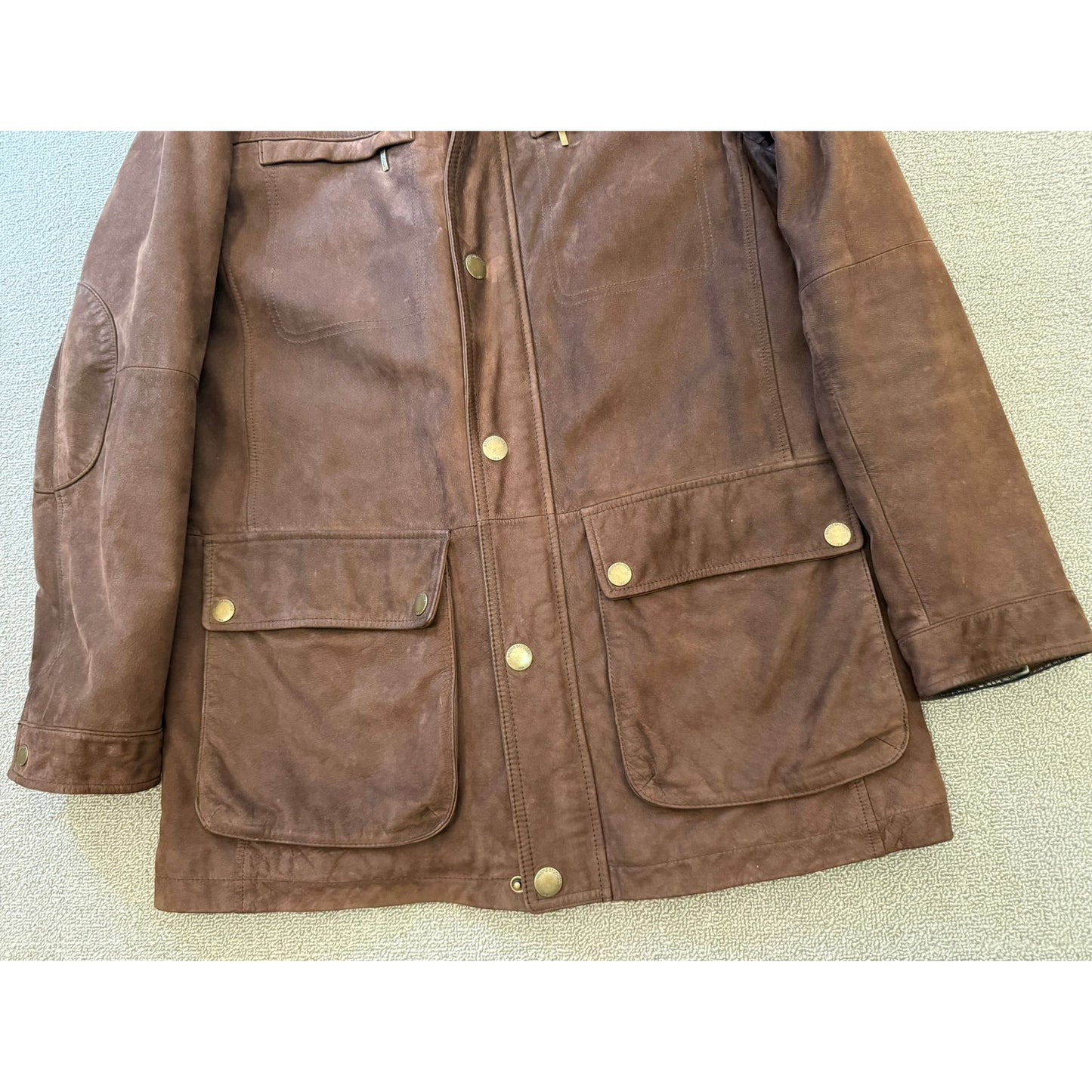 Brooks Brothers Men Size M Field Genuine Leather Jacket Brown Quilted Lining
