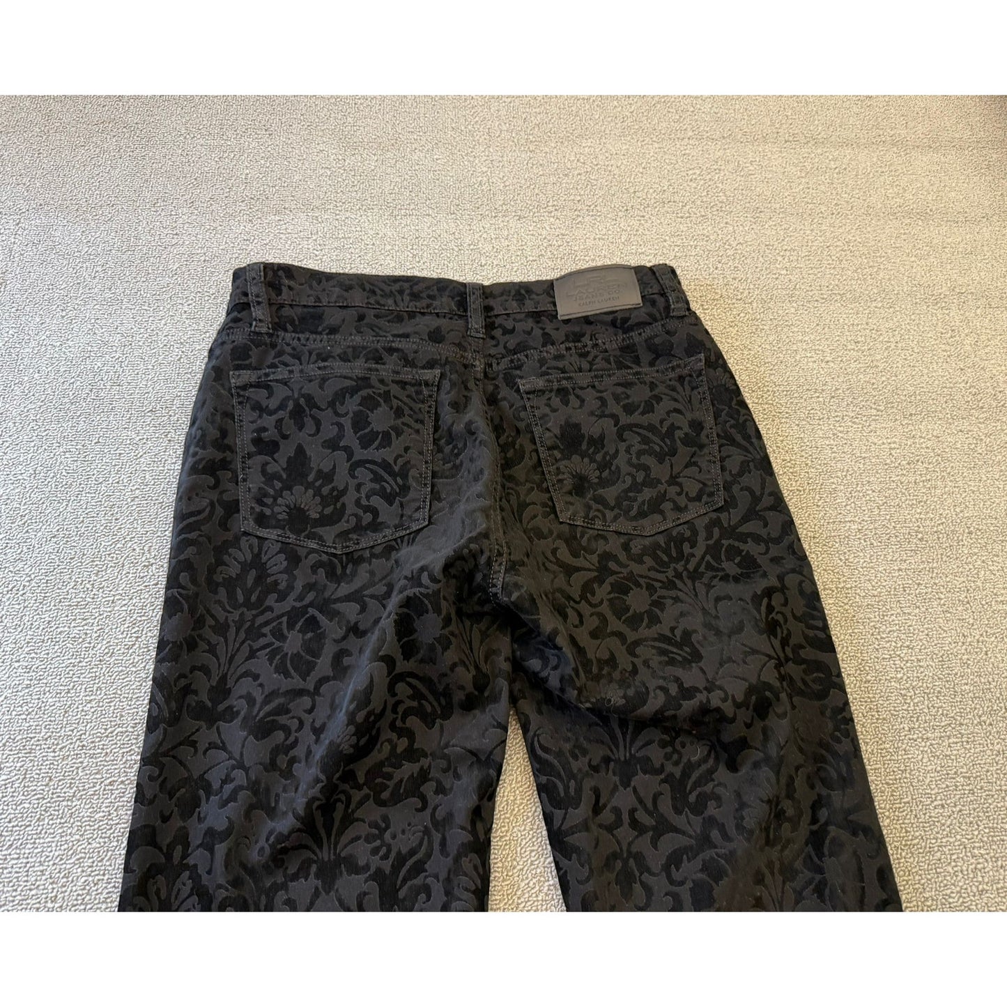 Polo Ralph Lauren Jeans Floral Patterned Velvet Female Size 8 Black Pants