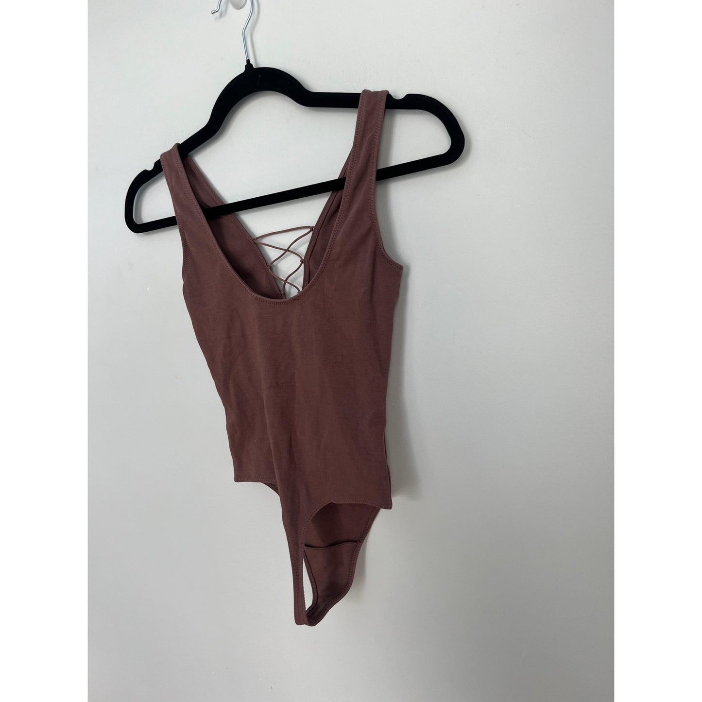 Wilfred Free Bodysuit Women XS Mauve Stretch Ribbed Open Back