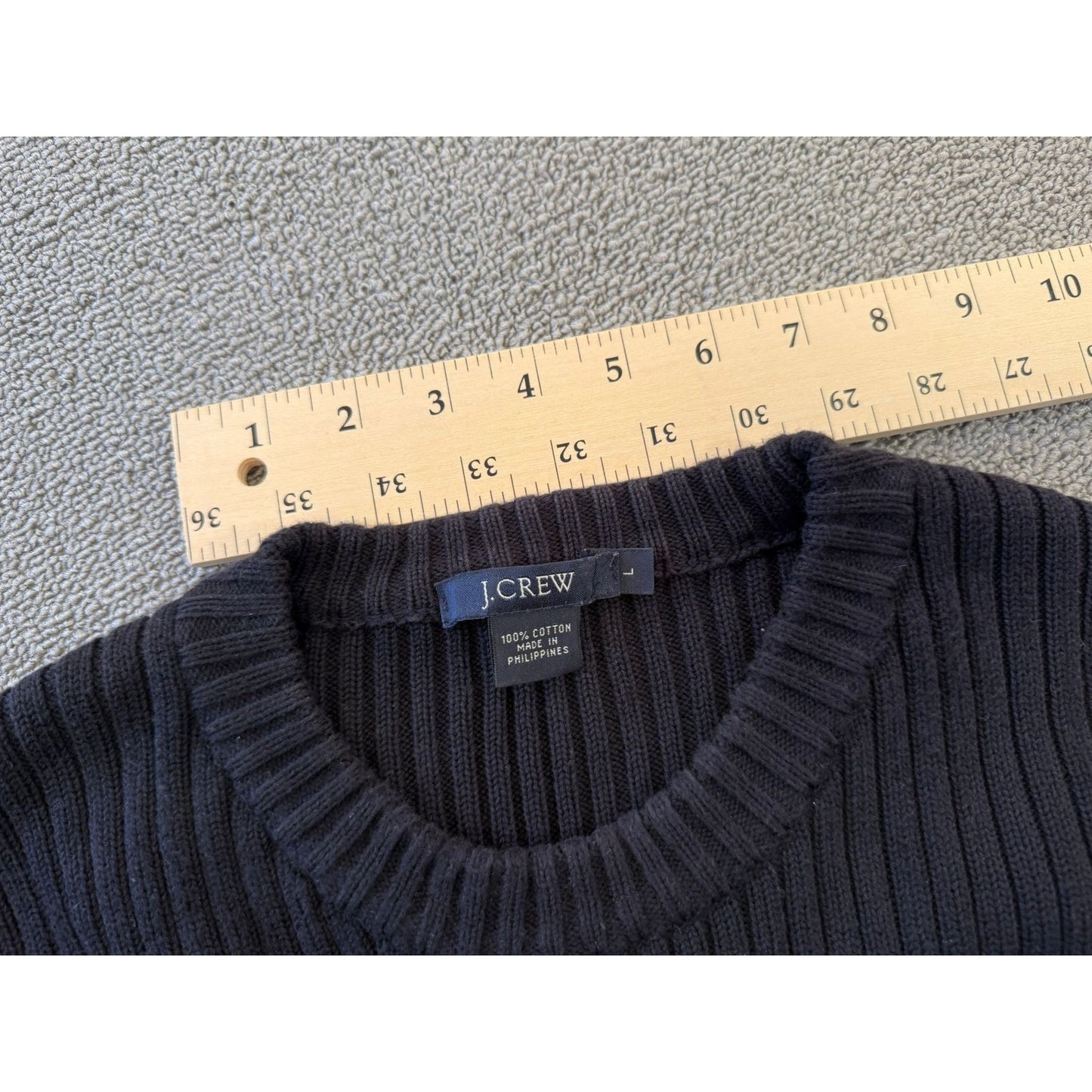 J.Crew Men’s Size L Black Ribbed Knit Cotton Sweater