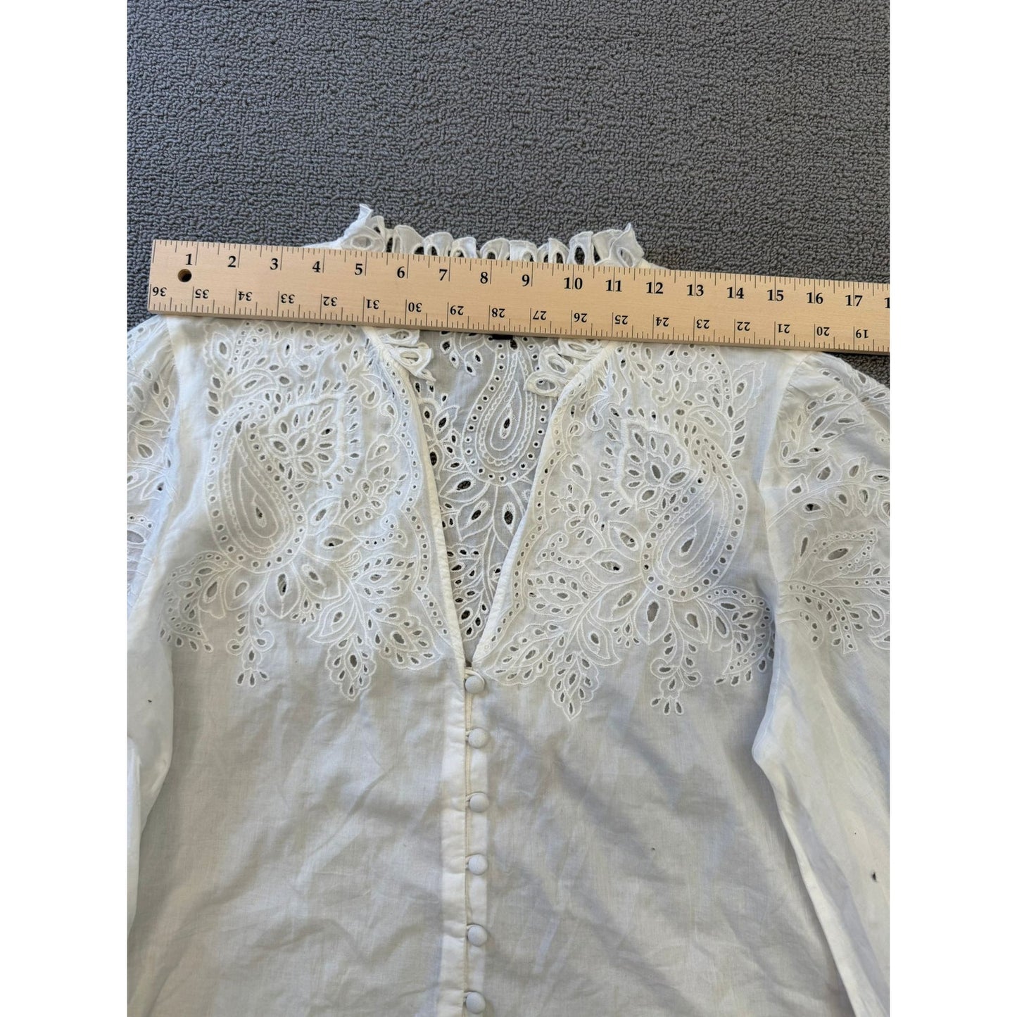 INTERMIX Women's L Large White Eyelet Embroidery Blouse Top