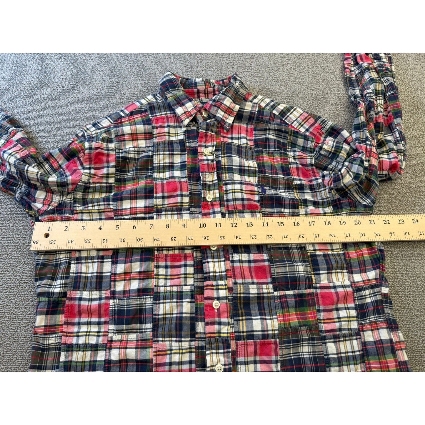 Ralph Lauren Men Medium Classic Fit Plaid Button Down Shirt Patchwork