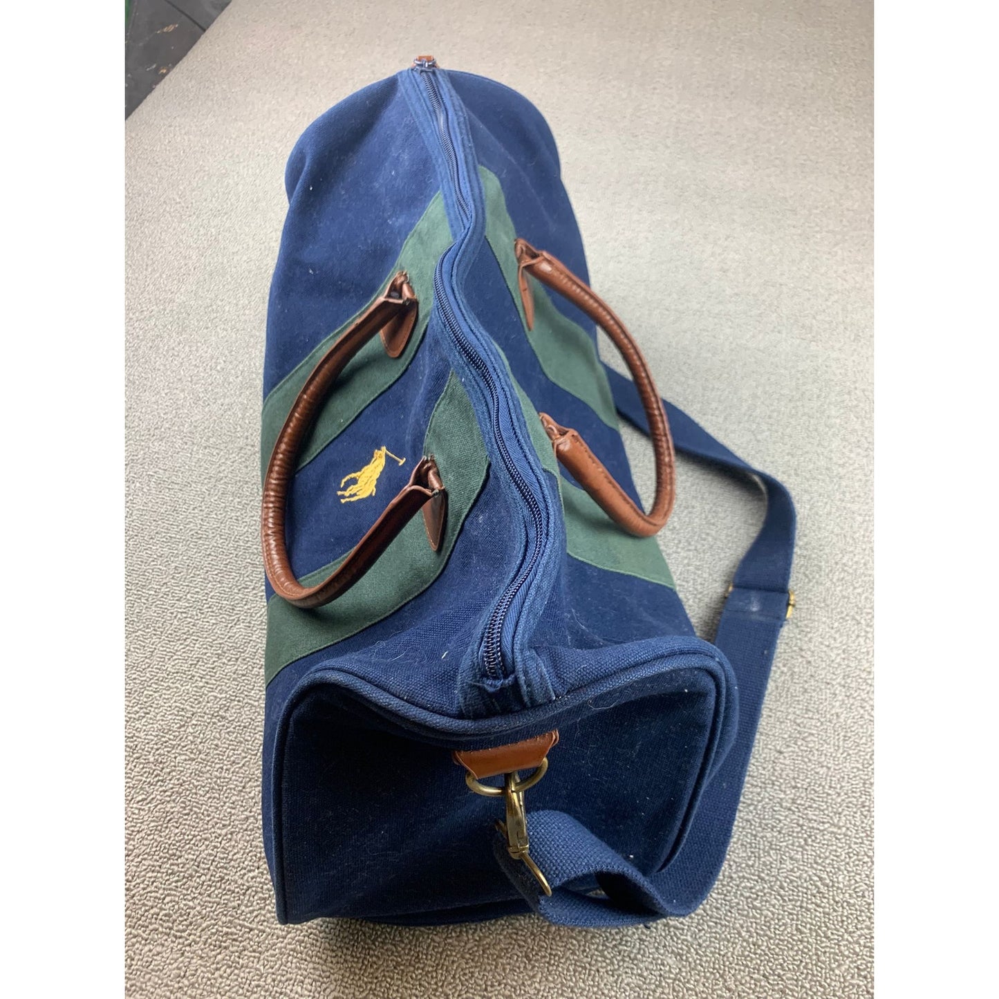 Vintage Polo Ralph Lauren Canvas Duffle Bag with Embroidered Pony Logo