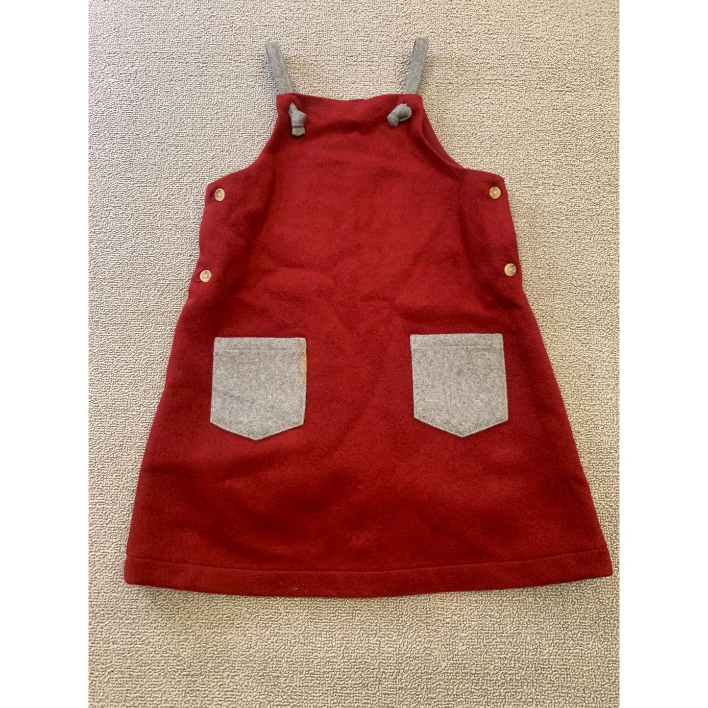 Oaks Of Acorn Girl's Size 6Y Red And Gray Wool A-Line Pinafore Dress