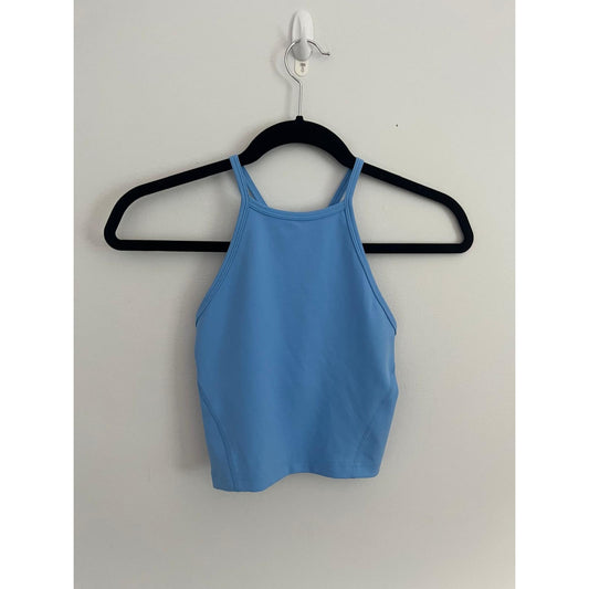 Lululemon Cropped Tank Top Women 2 Blue Racerback Stretch Activewear
