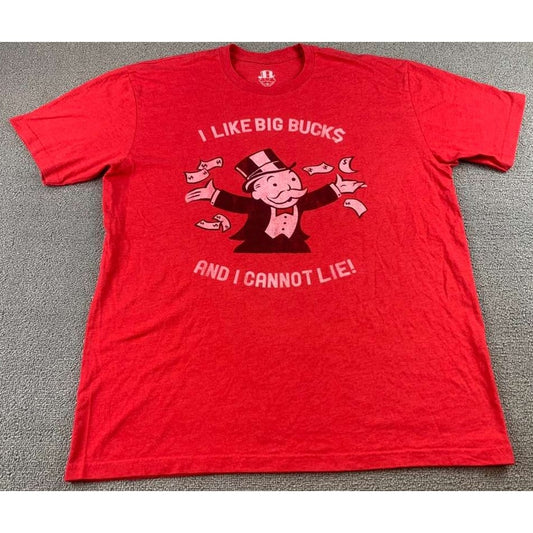 Monopoly Goodie Two Sleeves T Shirt Men's XL Red I Like Big Bucks Graphic