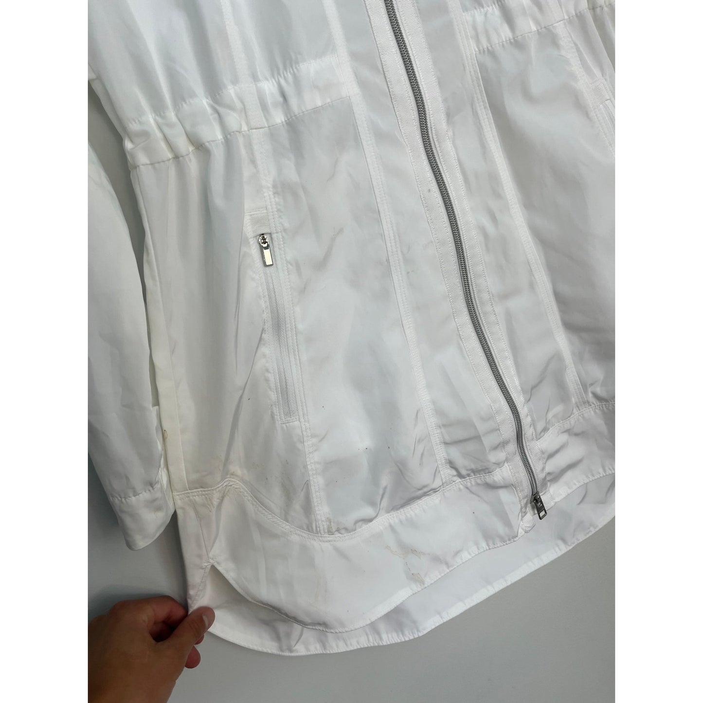 Athleta Lightweight Hooded Zip Jacket Women XS White Activewear Spring Coat