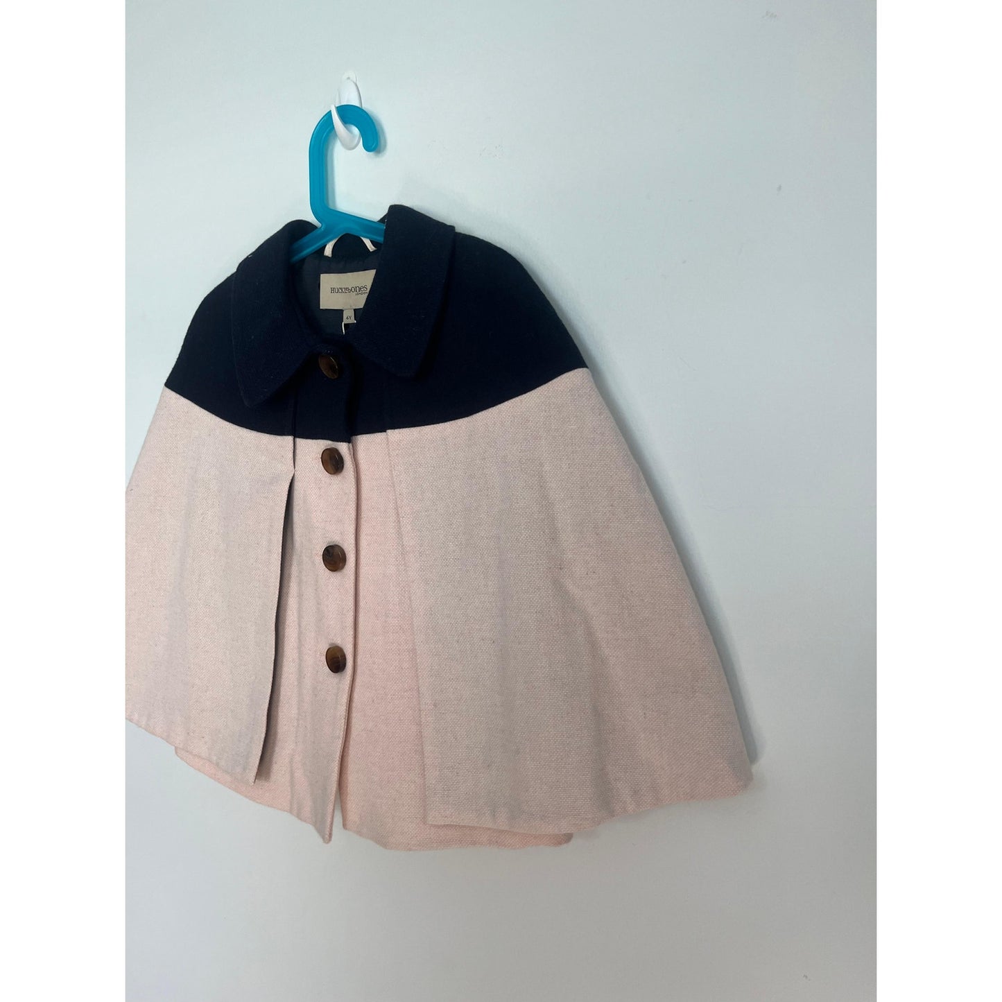 Hucklebones London Girls Cape Coat 6Y Pink Navy Wool Blend NWT Winter Outerwear