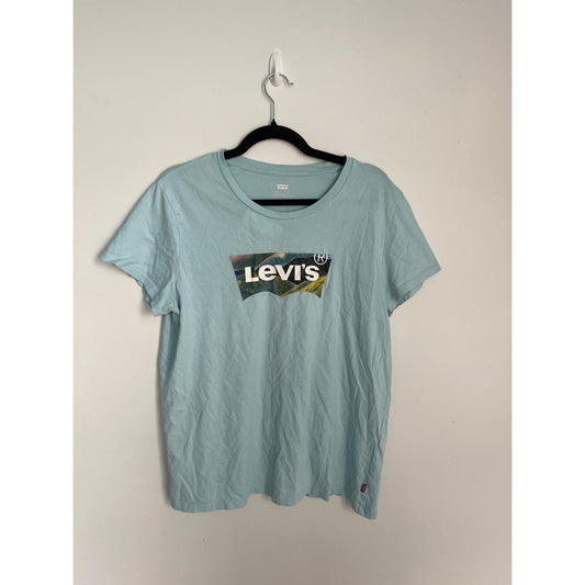 Levis Graphic T Shirt Women XL Blue Crewneck Logo Tee Lightweight Casual