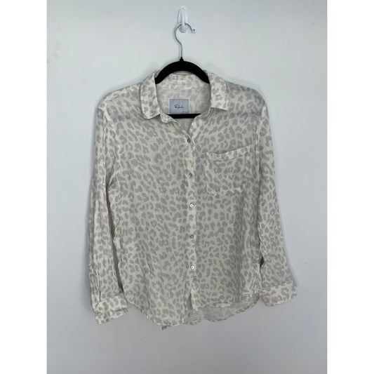 Rails Leopard Print Button Up Shirt Women Small Long Sleeve Lightweight Blouse