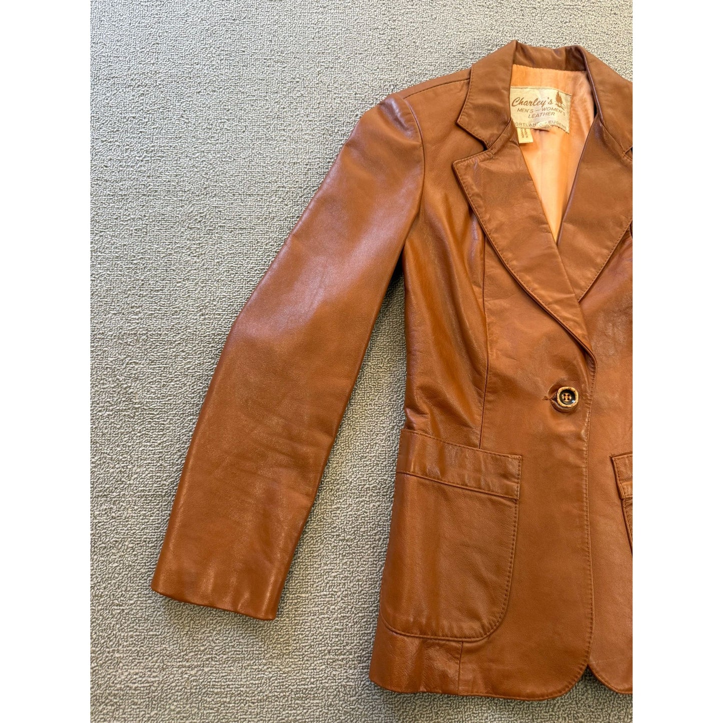 Vintage Charley's Women's Leather Blazer Jacket Made in Canada