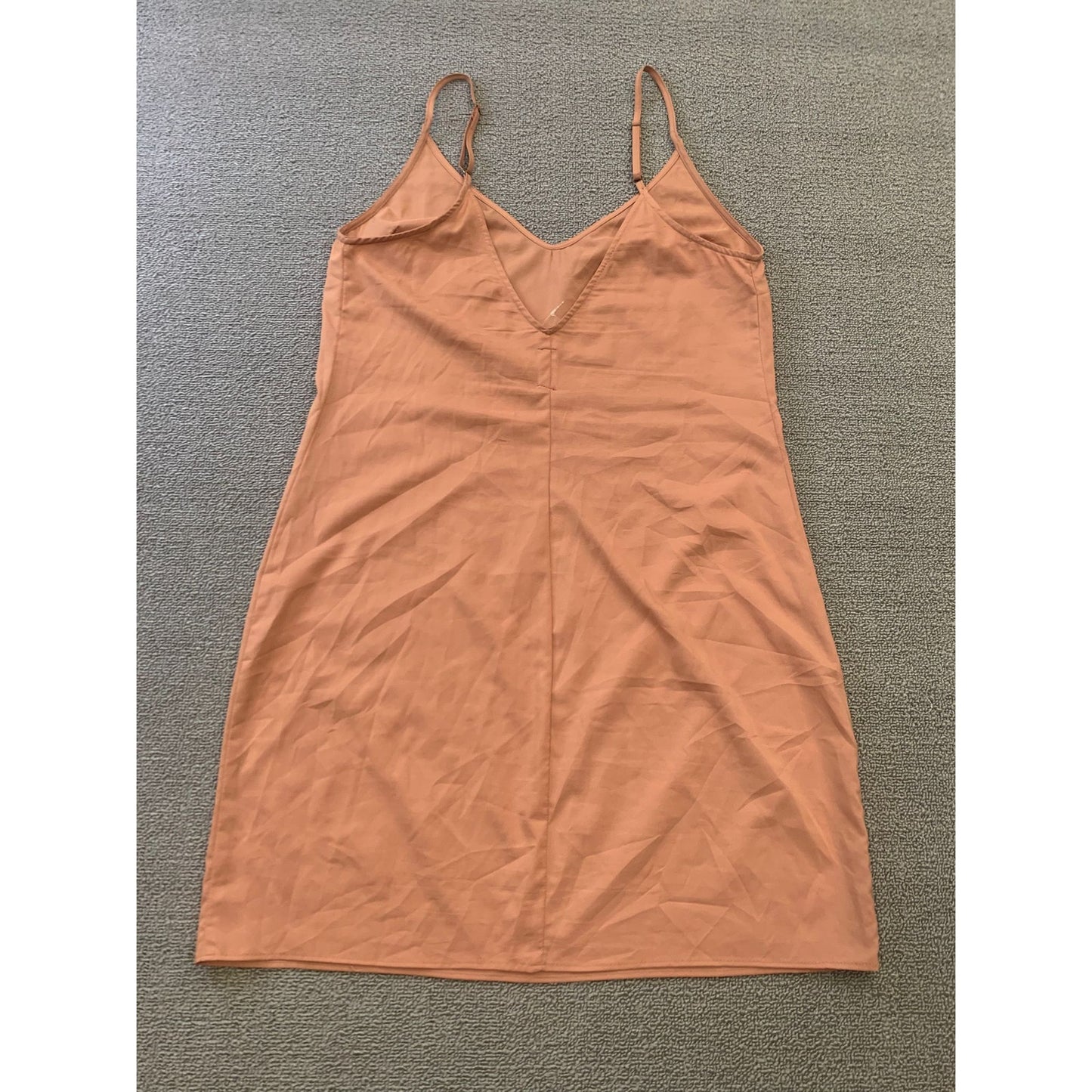 Staud Women's L Peach Orange V-Neck Slip Dress Adjustable Straps