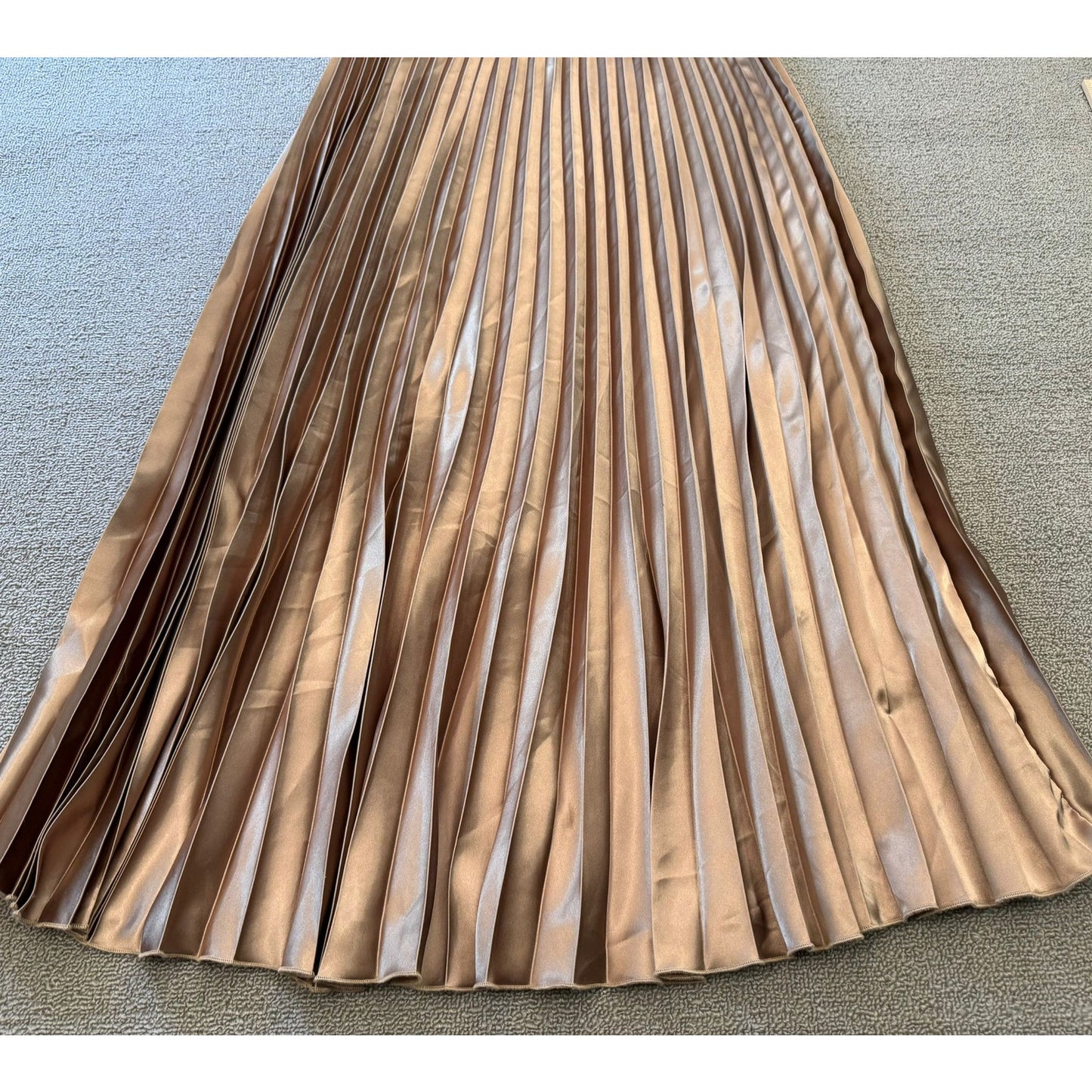 Merci Italia Women Small Pleated Midi Skirt Bronze Shimmer Flowy