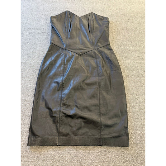 Laurice Vintage Size 3/4 Women's Black Leather Strapless Mini Dress