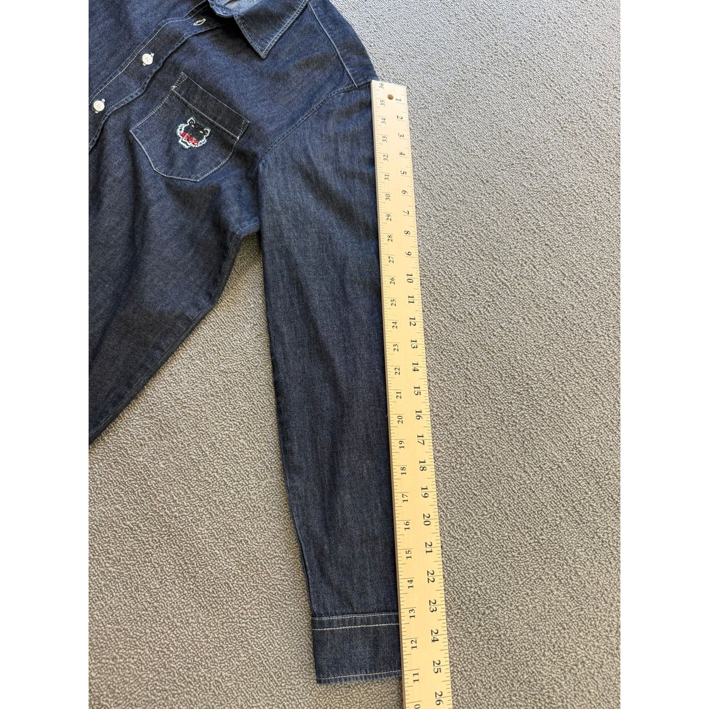 Kenzo Paris Medium Mens Blue Denim Button Up Long Sleeve Shirt