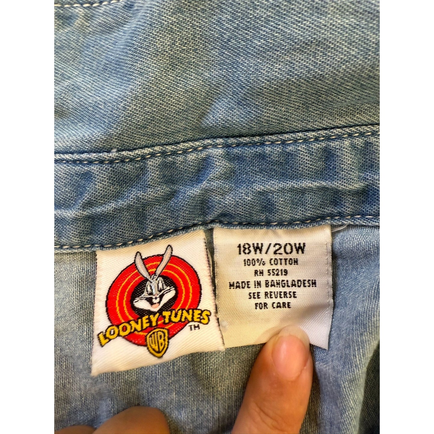 Vintage Looney Tunes Women's 18W/20W Cotton Denim Shirt Syl & Tweety