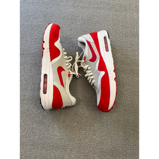 Nike Air Max 1 Men's 10 White Red Running Shoes Sneakers
