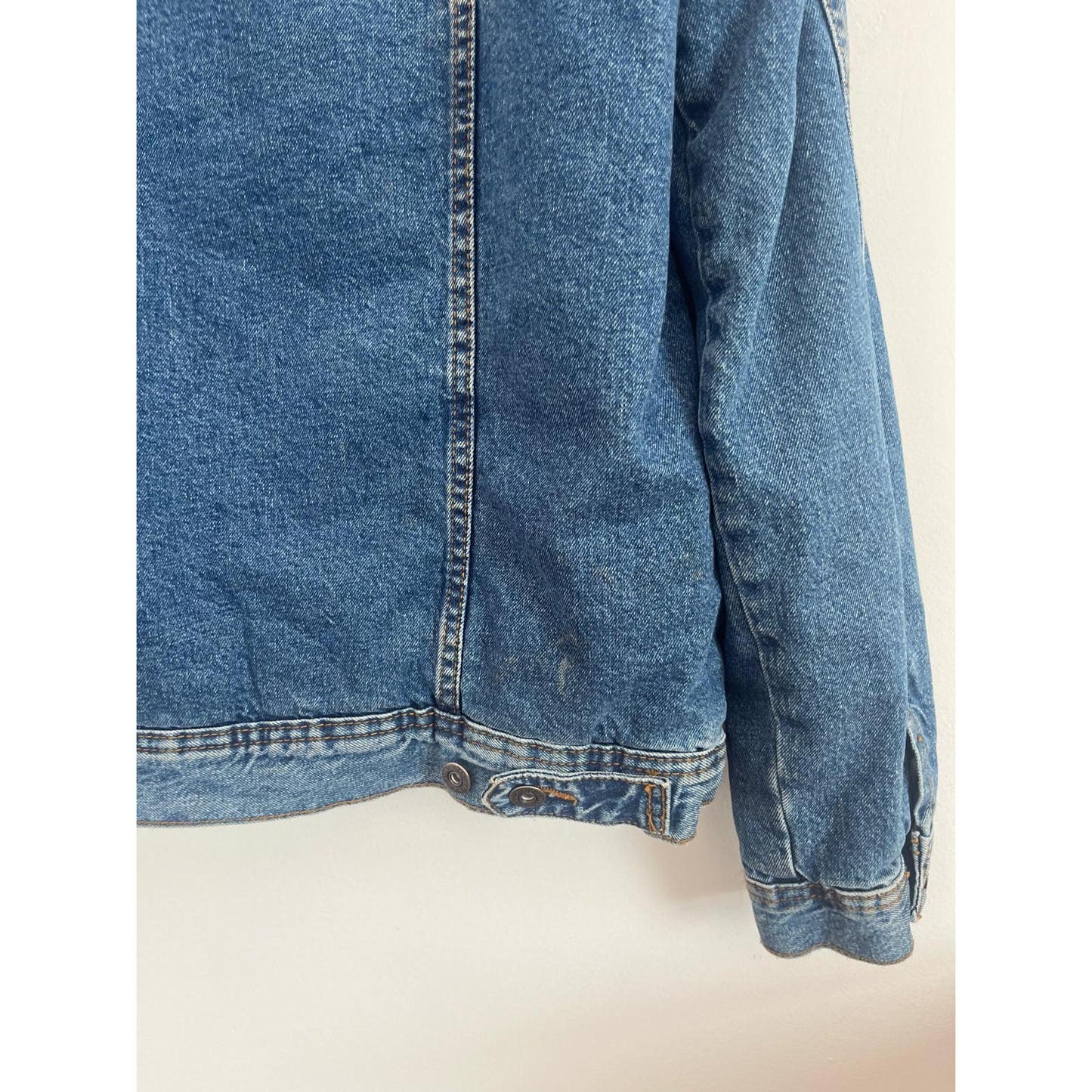 Zara Jacket Men L Blue Sherpa Lined Denim Trucker Coat Casual USA Style