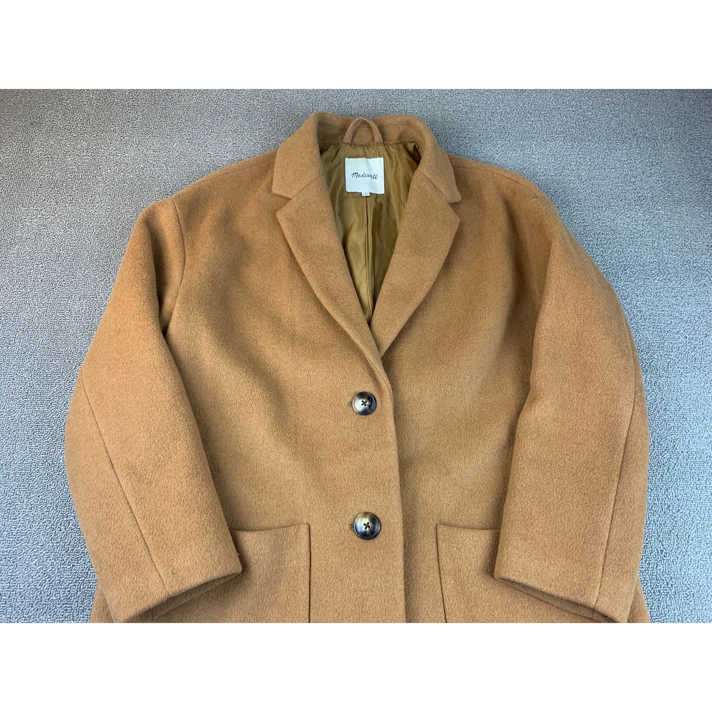Madewell Women's Medium Brown Wool Duster Camel With Notch Lapels Coat