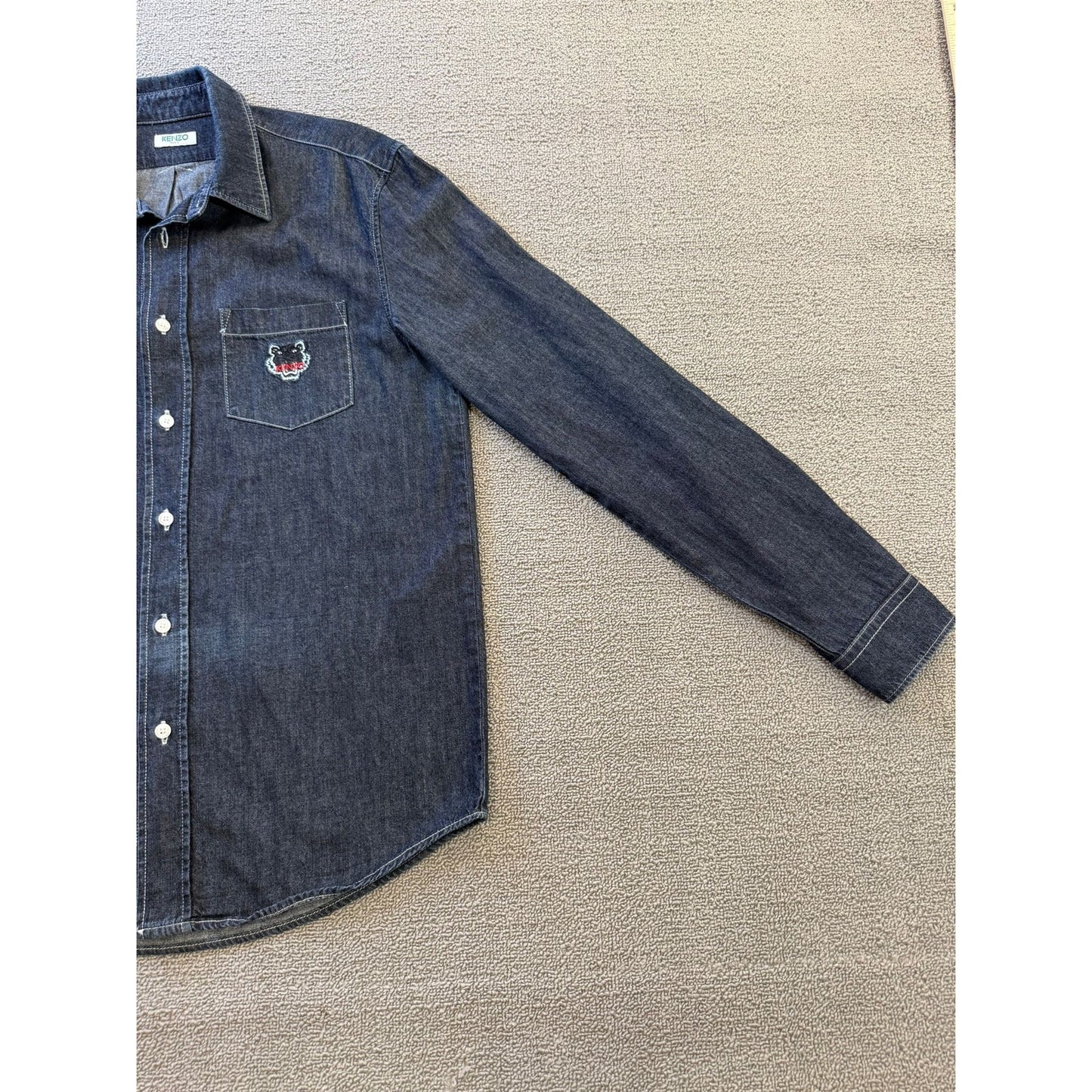 Kenzo Paris Medium Mens Blue Denim Button Up Long Sleeve Shirt