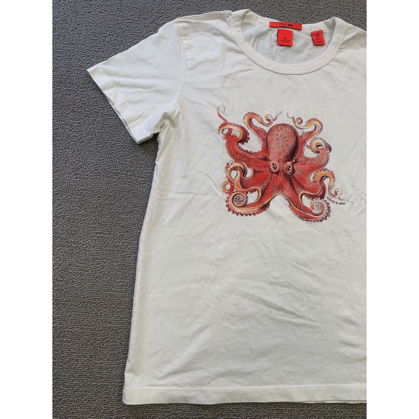 Scotch & Soda Girls 12Y /152 White "It's All Good" Octopus Graphic T-shirt