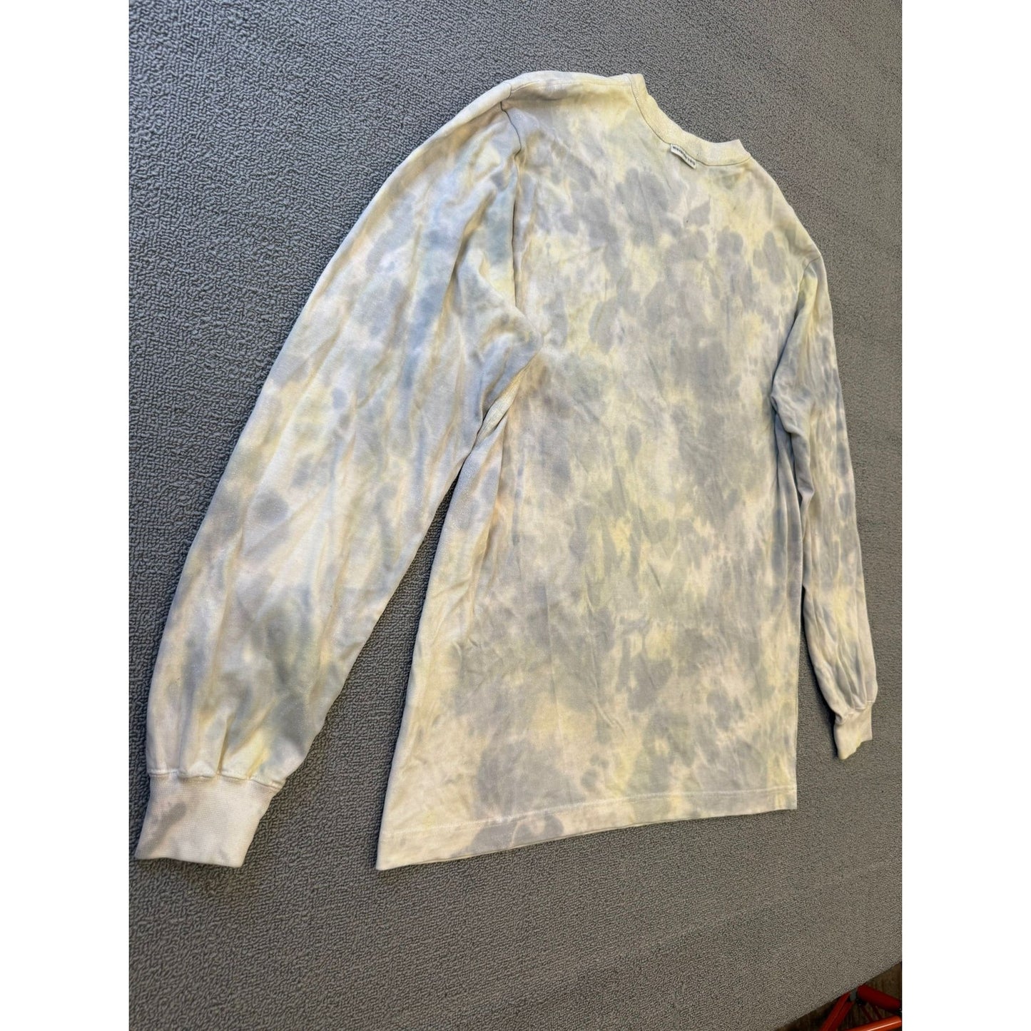 Alexander Wang Sample Mens Grey Cream Tie Dye Long Sleeve Shirt