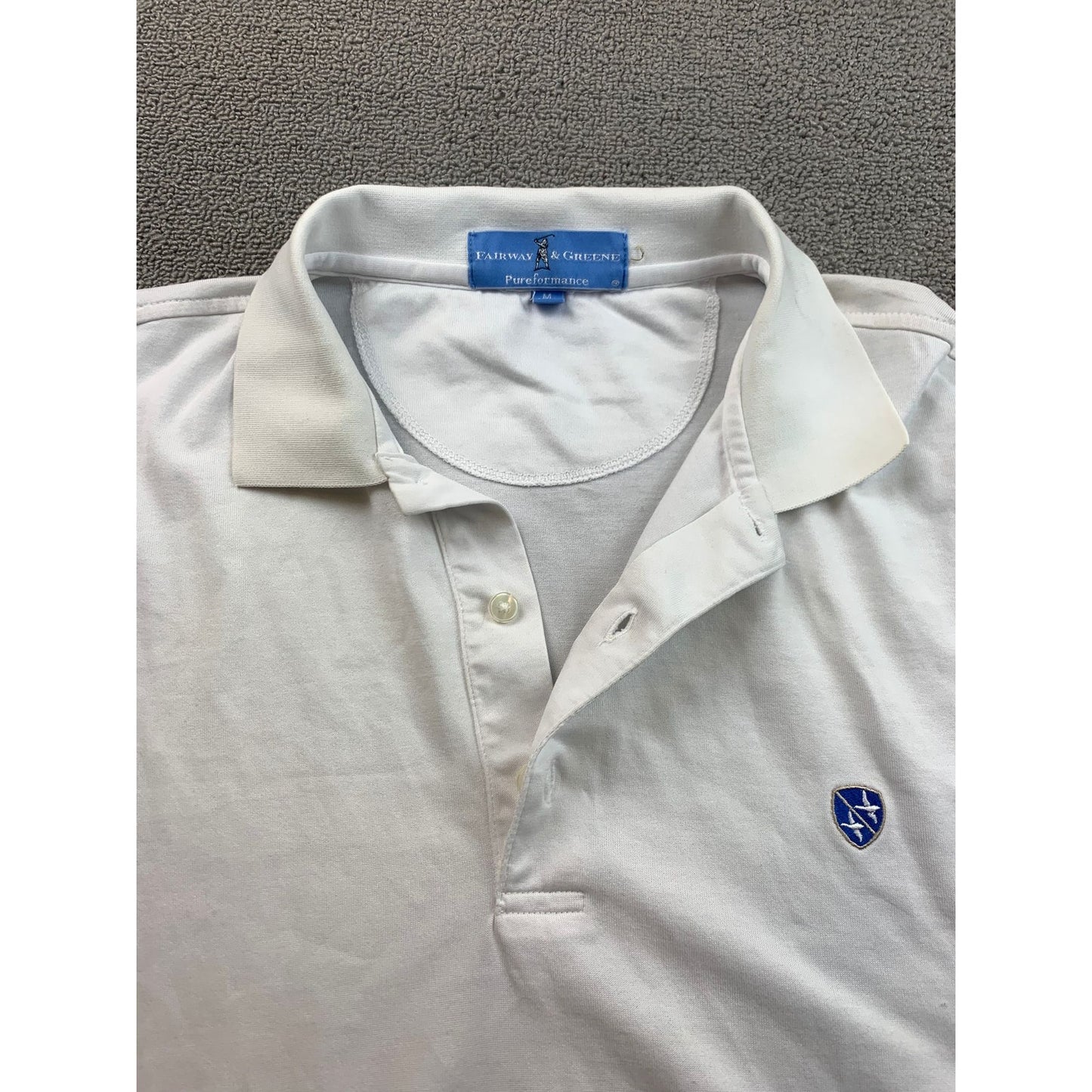 Fairway & Greene Men's M White Performance Embroidered Golf Polo Shirt Top
