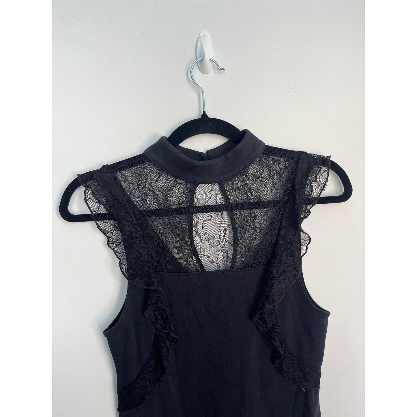 Free People Black Lace Back Sleeveless Mini Dress Women XS Gothic Mesh Detail