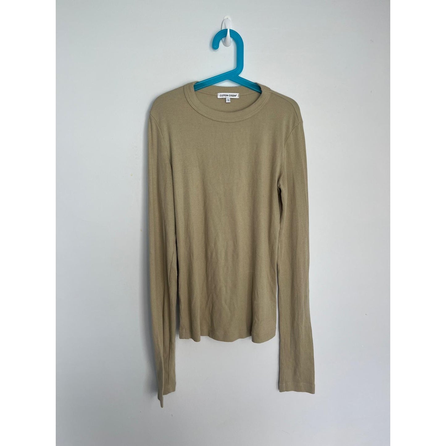 Cotton Citizen Ribbed Long Sleeve Top Women Small Tan Lightweight Casual