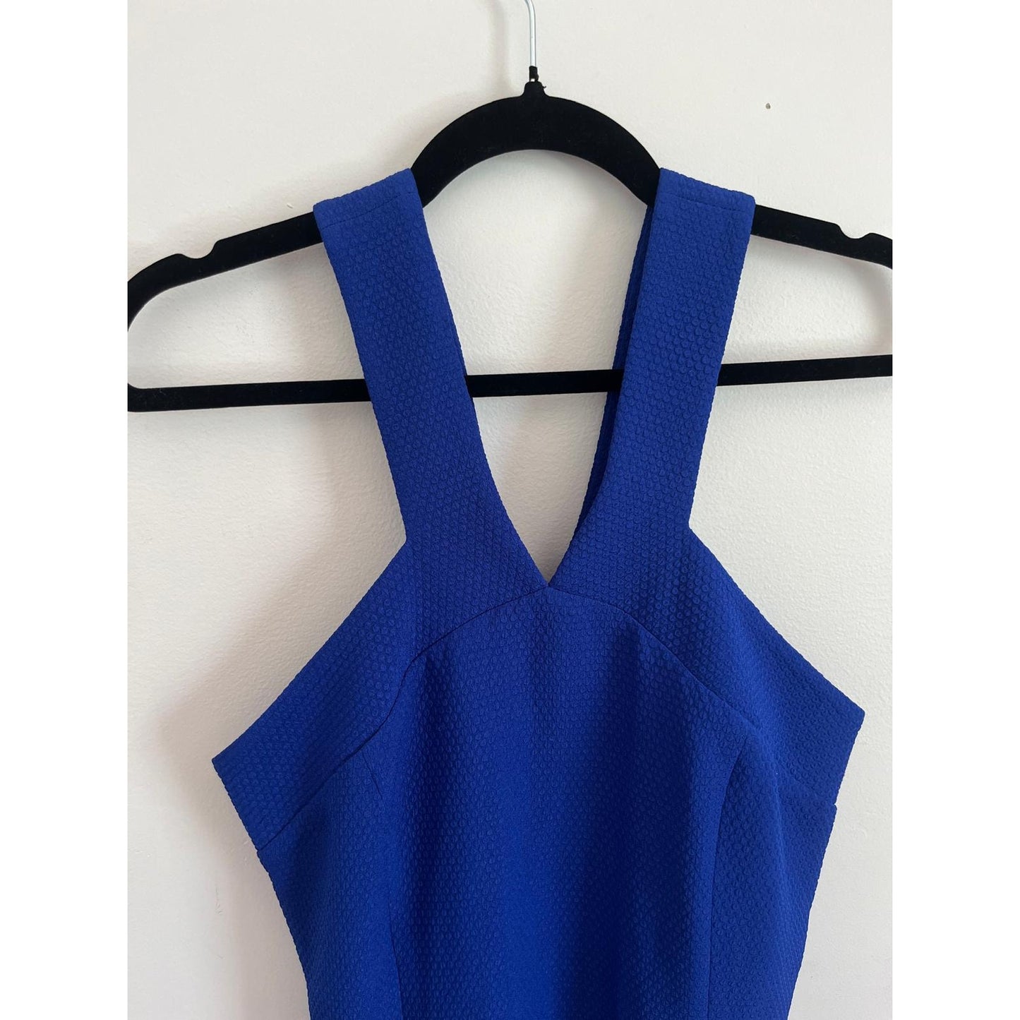 Sandro Blue Halter Mini Dress Women Size 3 Textured Sleeveless Partywear
