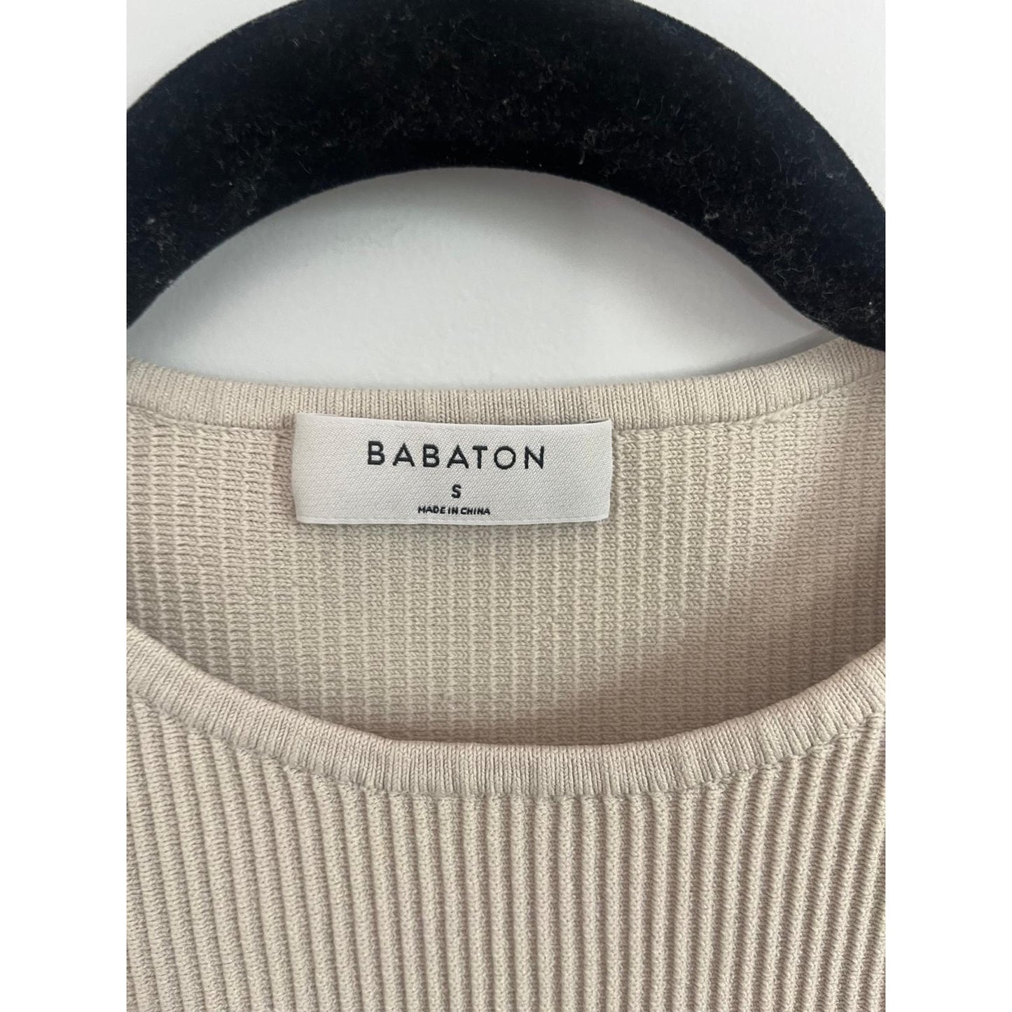 Babaton Ribbed Tank Top Women S Beige Cropped Knit Stretch Sleeveless