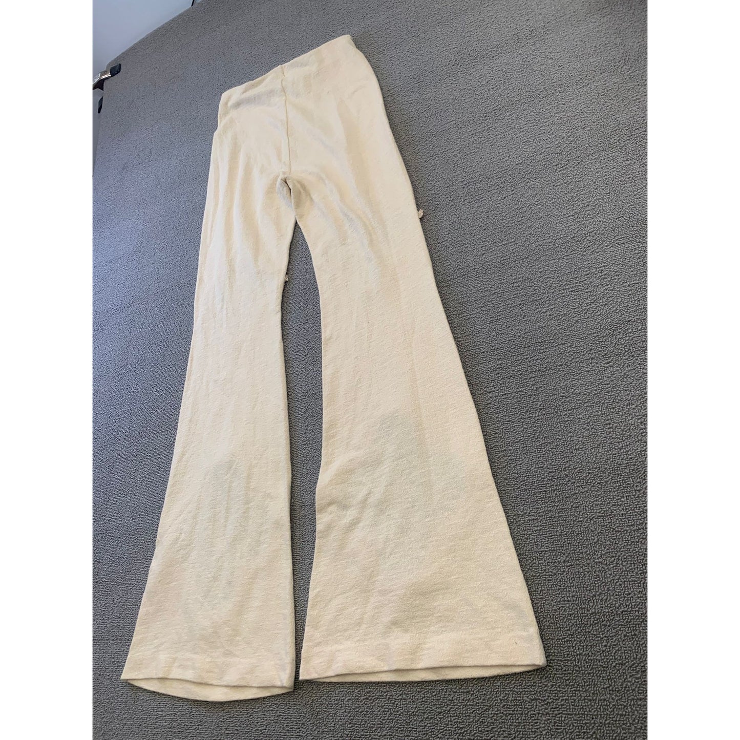 Acne Studios Women's S Beige Flare Pants Crochet Patches Pants