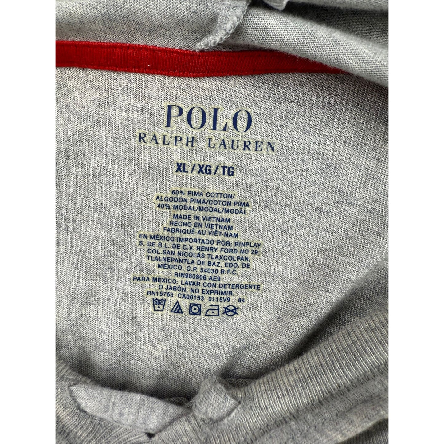 Polo Ralph Lauren Men's Supreme XL Comfort Thin Gray Sleep Hoodie