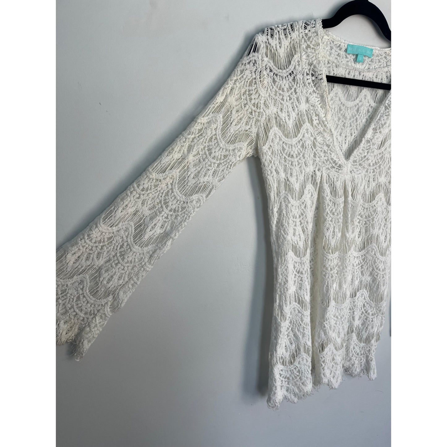 Melissa Odabash Crochet Cover Up Women S White Lace Sheer Beach Tunic