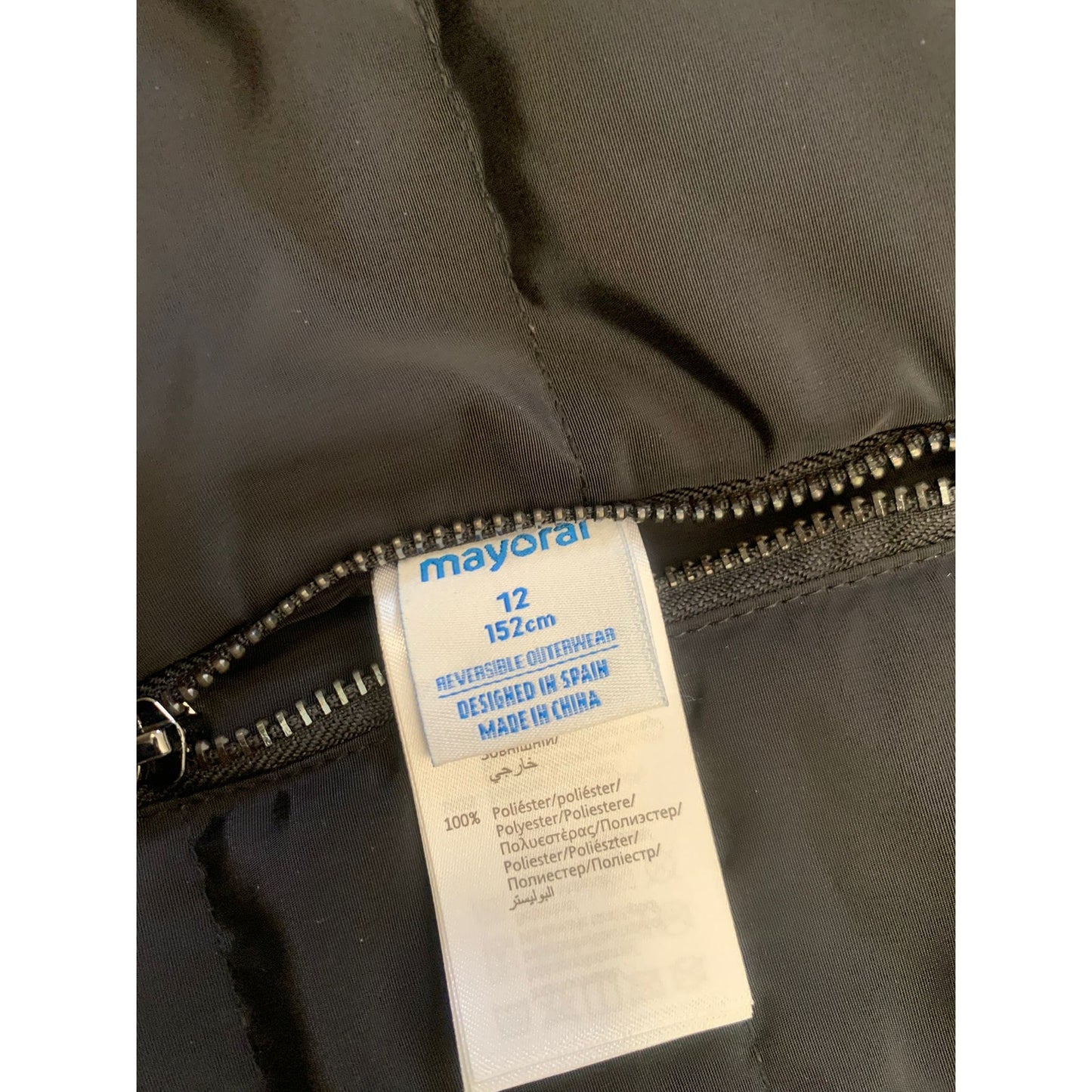 Mayoral Girls Size 12 Black Reversible Puffer Vest Outerwear