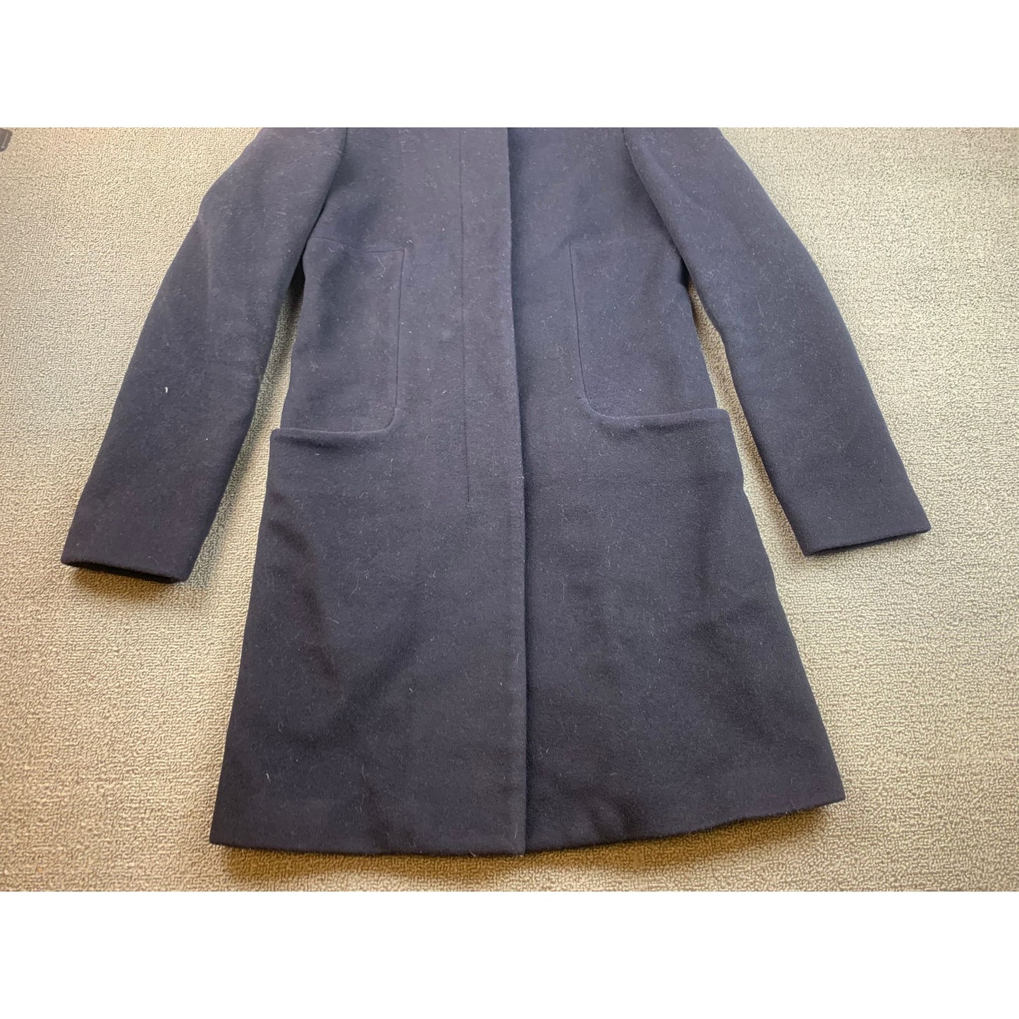 Babaton Women's XXS Navy Blue Hooded Wool Coat Outerwear Jacket