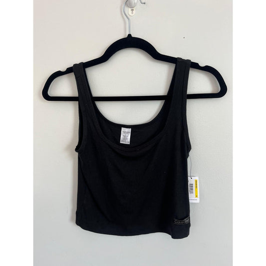 Calvin Klein Tank Top Women M Black Ribbed Cotton Stretch NWT