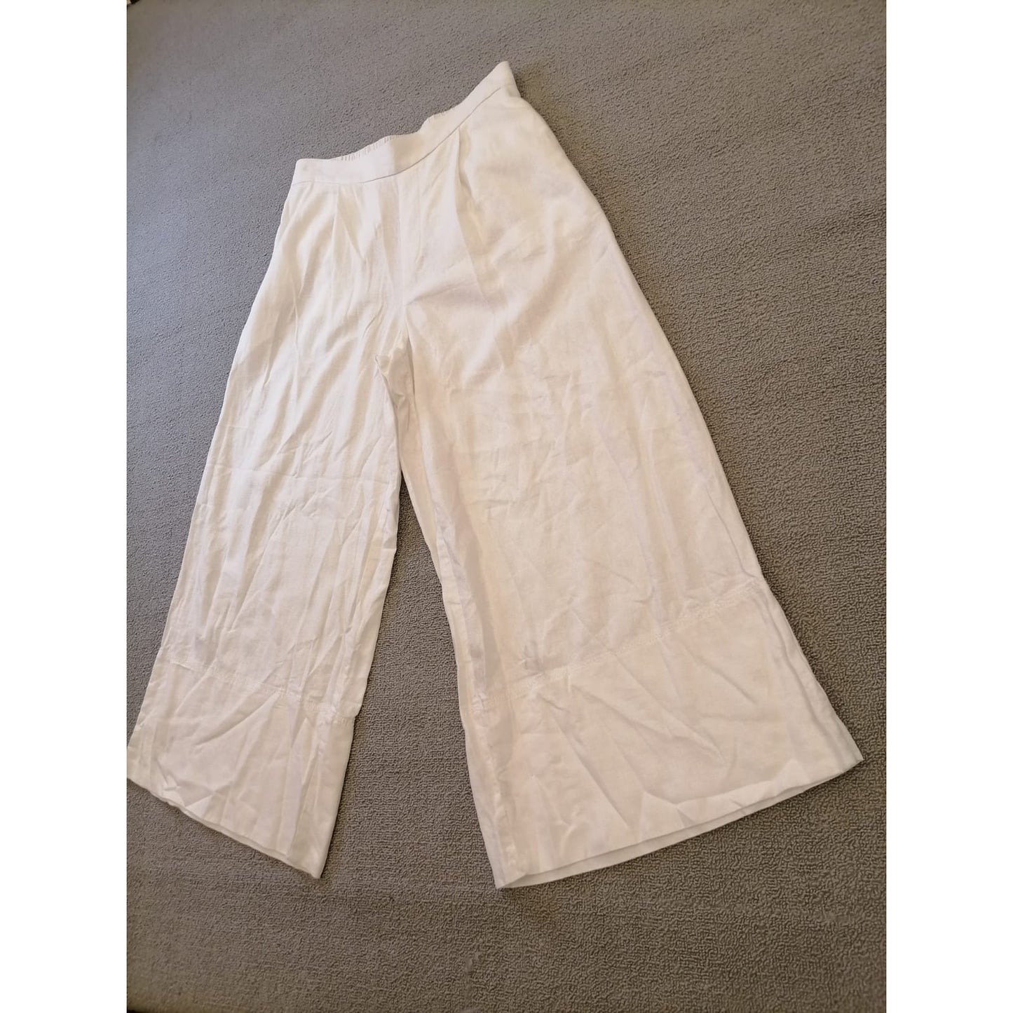 Banana Republic Linen Women's S/P White Wide Leg Pant Relaxed Fit Lightweight
